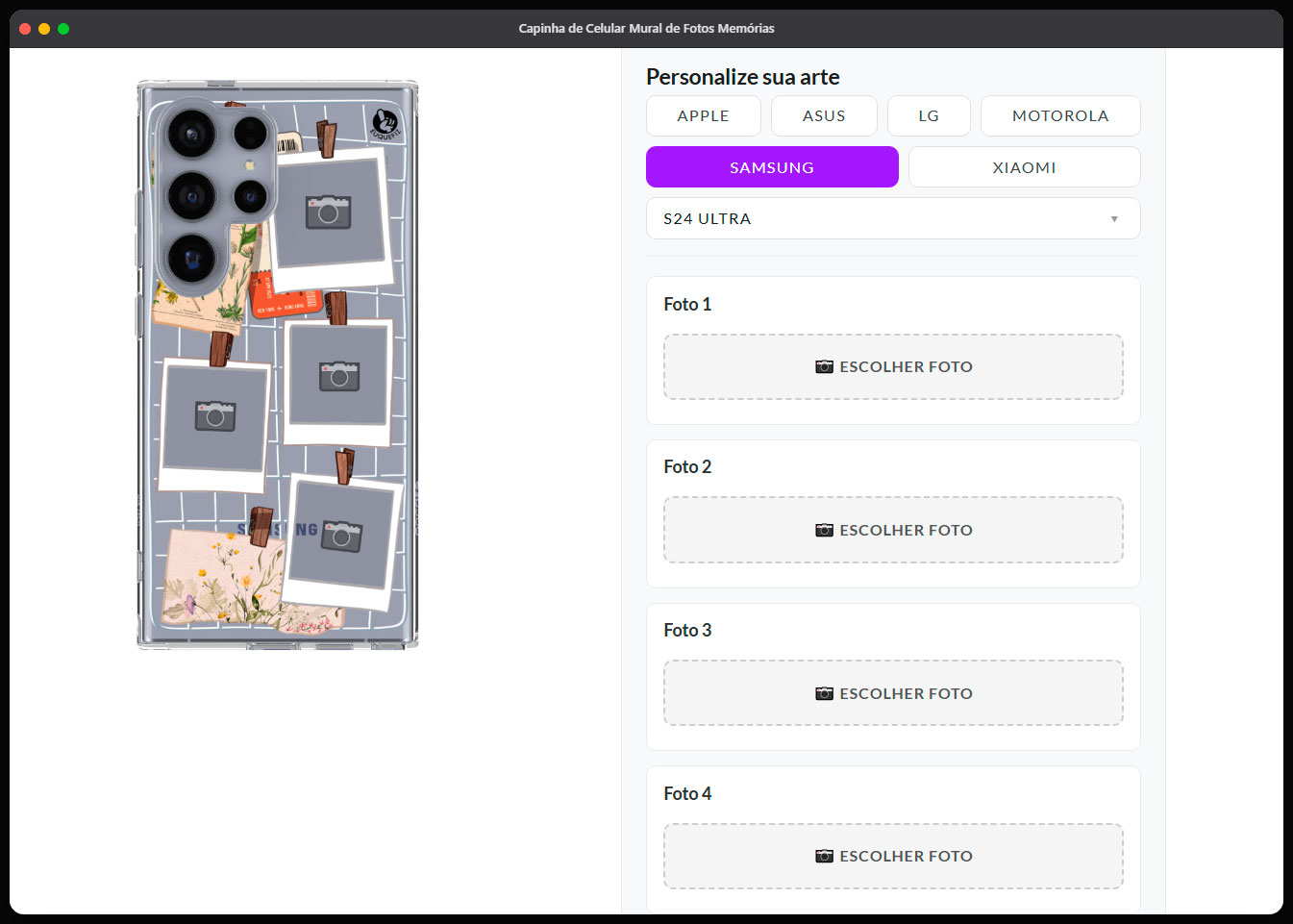 Página do produto com editor Customy ativo